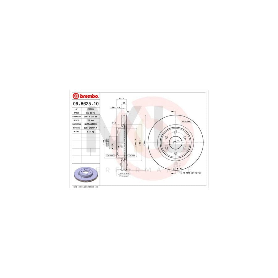 BREMBO 09.B625.10 Brake Disc for NISSAN NAVARA Internally Vented | ML Performance Car Parts