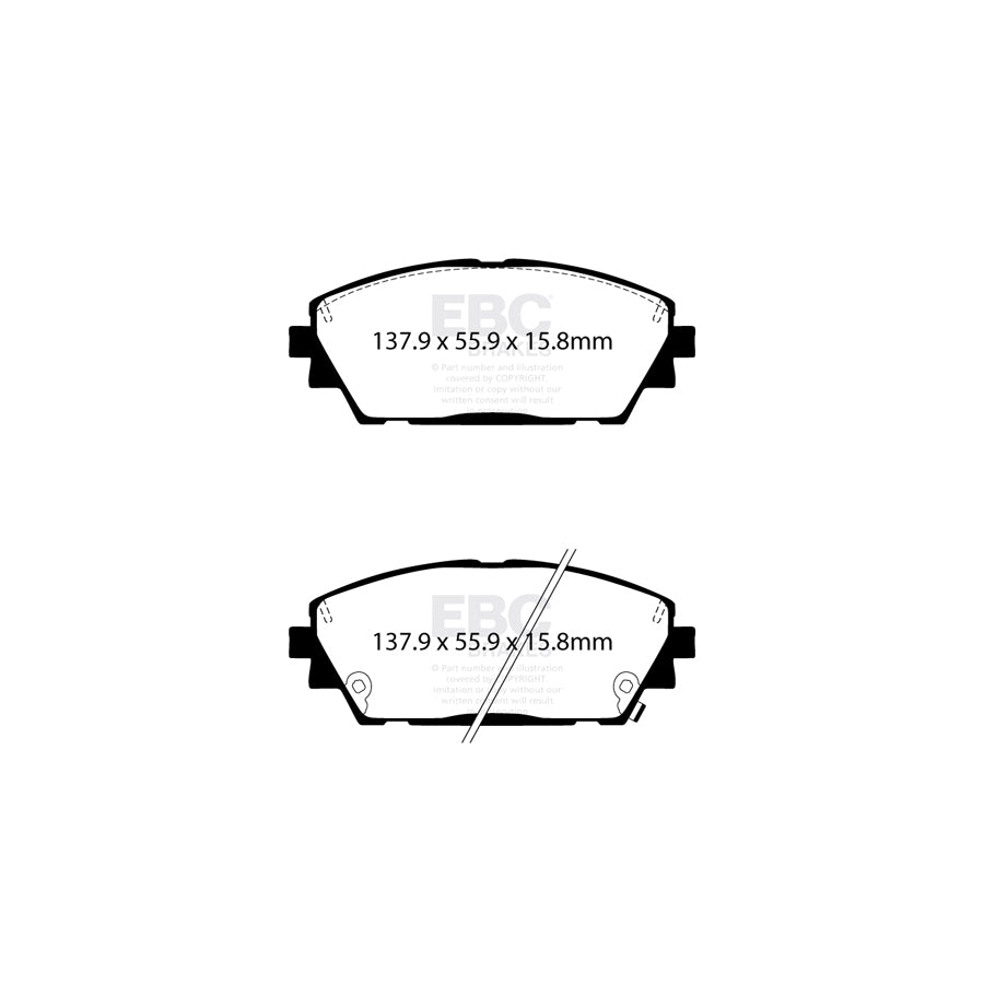 EBC DP22416 Mazda 3 Greenstuff Front Brake Pads - ATE Caliper 2 | ML Performance UK Car Parts