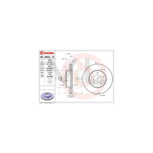 BREMBO 09.8955.10 Brake Disc Internally Vented | ML Performance Car Parts