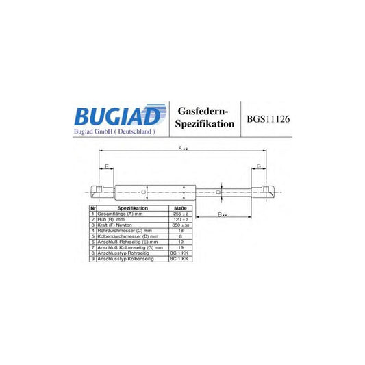 Bugiad BGS11126 Tailgate Strut For Audi A3 Convertible (8P7)