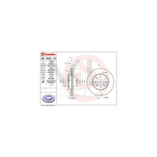 BREMBO 09.7820.10 Brake Disc Internally Vented, with bolts/screws | ML Performance Car Parts