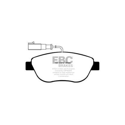 EBC PD08KF552 Abarth Yellowstuff Front Brake Pad & USR Disc Kit - TRW Caliper (Inc. 500 & 595) 2 | ML Performance UK Car Parts