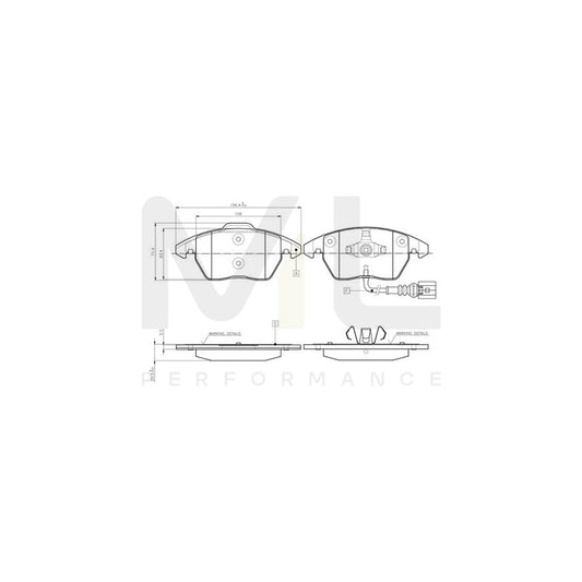 Bosch 0986Tb2457 Brake Pad Set Incl. Wear Warning Contact, With Accessories  | ML Performance Car Parts