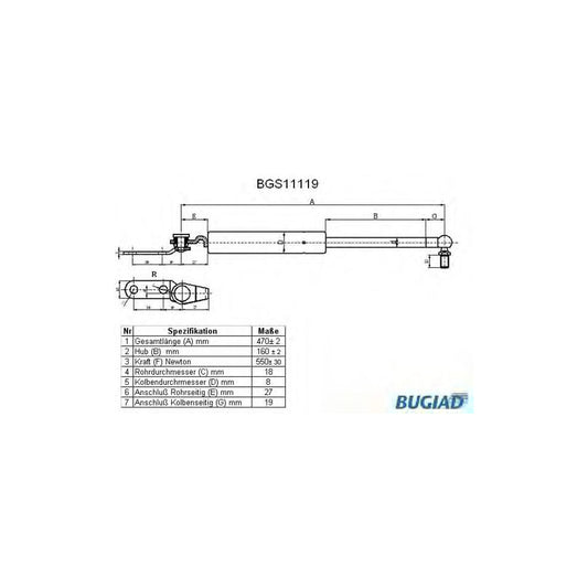 Bugiad BGS11119 Tailgate Strut For Nissan 100Nx (B13)