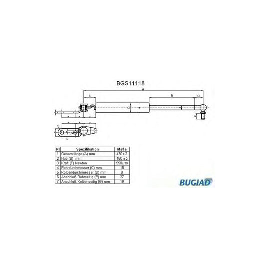 Bugiad BGS11118 Tailgate Strut For Nissan 100Nx (B13)