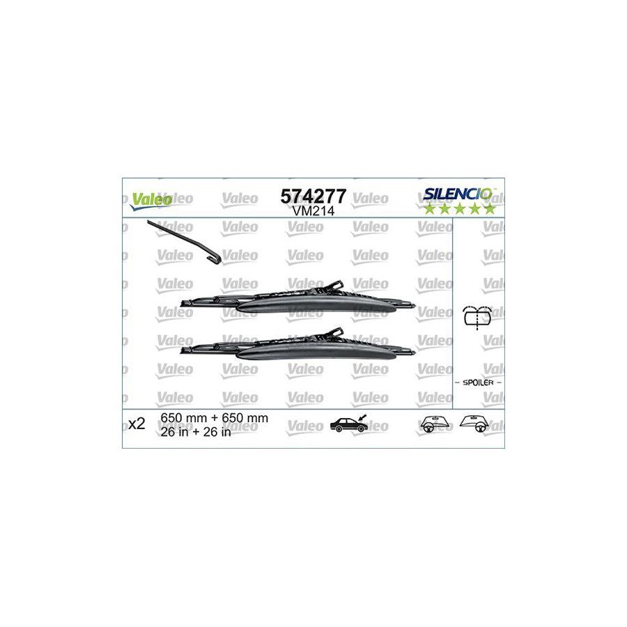 Valeo Silencio Conventional Set, Silencio Performance 574277 Wiper Blade | ML Performance UK Car Parts