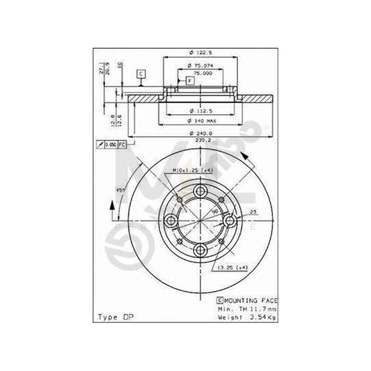BREMBO 08.4251.10 Brake Disc Solid | ML Performance Car Parts