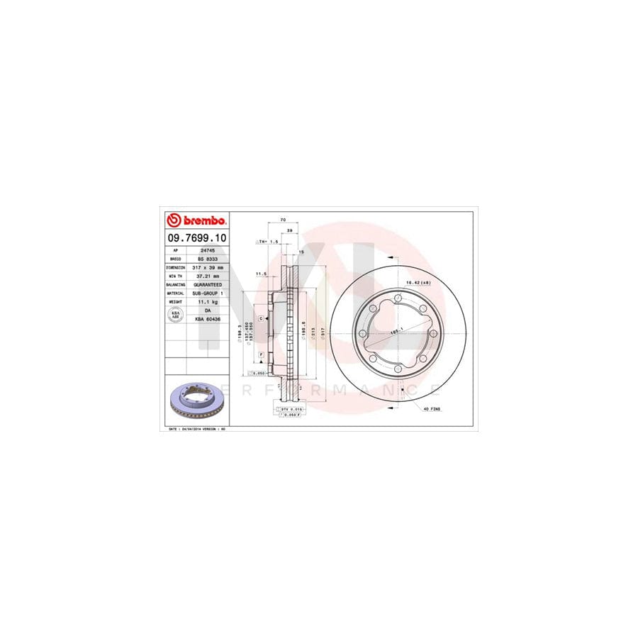 BREMBO 09.7699.10 Brake Disc Internally Vented | ML Performance Car Parts