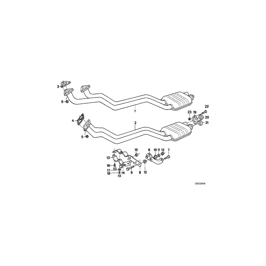 Genuine BMW 18101712181 E34 Exhaust Pipe Front Silencer (Inc. 520i & 525i) | ML Performance UK Car Parts