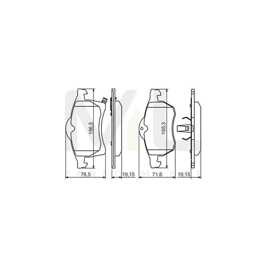 Bosch 0986494509 Brake Pad Set With Acoustic Wear Warning, With Anti-Squeak Plate, With Piston Clip BP1430 | ML Performance Car Parts