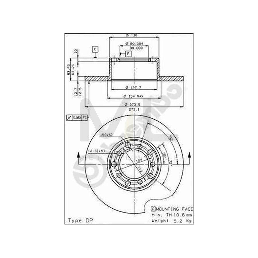 BREMBO 08.1511.20 Brake Disc suitable for MERCEDES-BENZ /8 Solid | ML Performance Car Parts