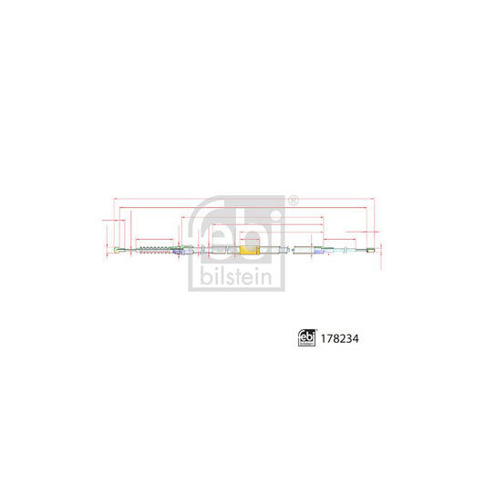 Febi Bilstein 178234 Hand Brake Cable For VW Beetle Hatchback (5C1, 5C2)