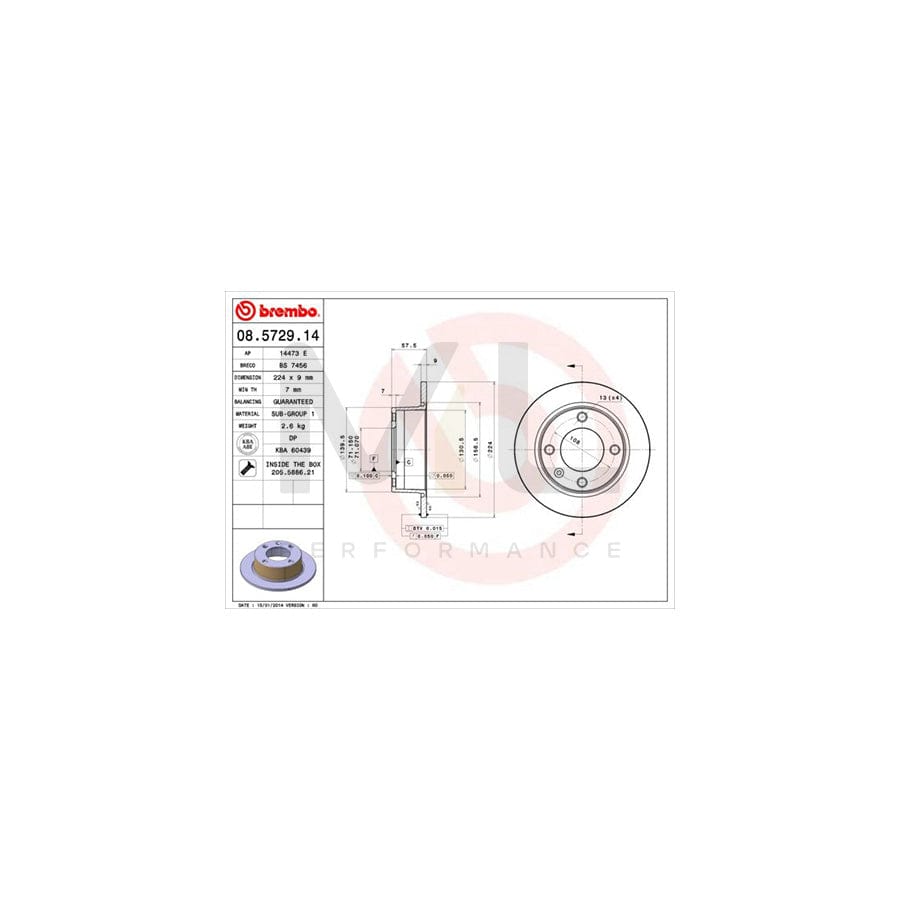 BREMBO 08.5729.14 Brake Disc for CITROEN XANTIA Solid, with bolts/screws | ML Performance Car Parts