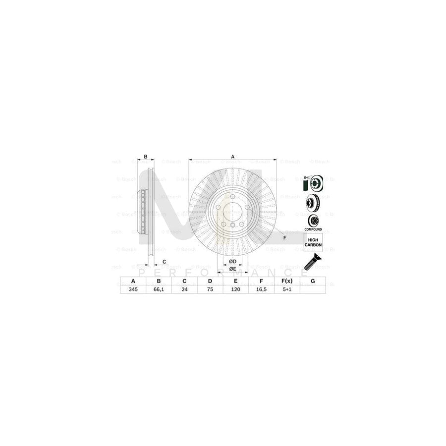 BOSCH 0 986 479 E06 Brake Disc Two-piece brake disc, Vented, Coated, High-carbon, with bolts/screws | ML Performance Car Parts