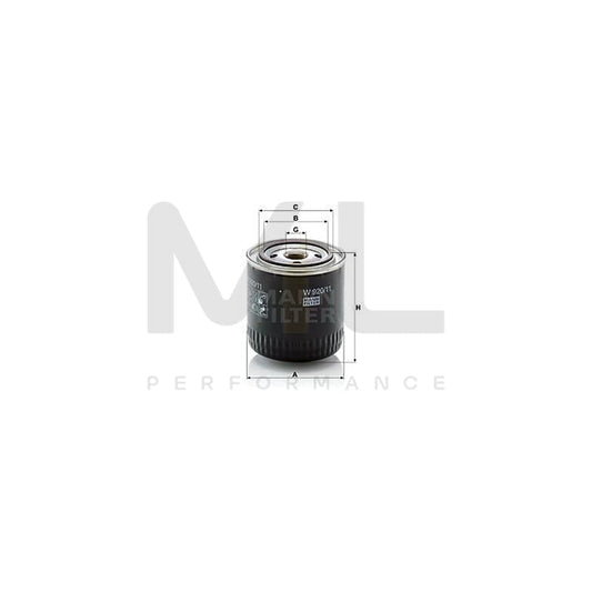MANN-FILTER W 920/11 Oil Filter Spin-on Filter | ML Performance Car Parts