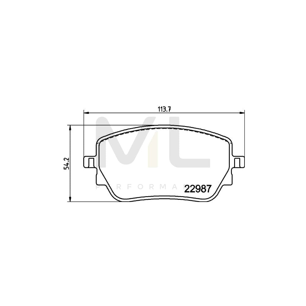 Hella 8DB 355 039-231 Brake Pad Set Not Prepared For Wear Indicator, With Brake Caliper Screws, With Accessories | ML Performance Car Parts