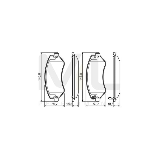Bosch 0986495117 Brake Pad Set With Acoustic Wear Warning, With Mounting Manual BP1505 | ML Performance Car Parts