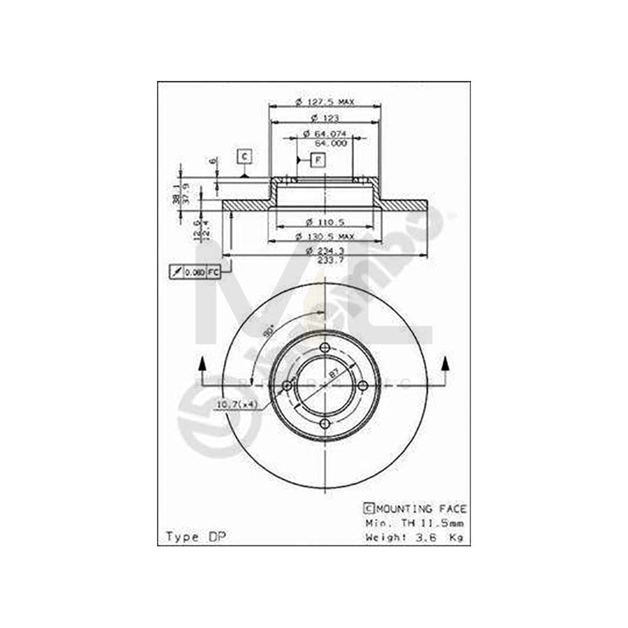 BREMBO 08.5865.10 Brake Disc Solid | ML Performance Car Parts