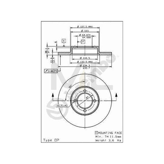BREMBO 08.5865.10 Brake Disc Solid | ML Performance Car Parts