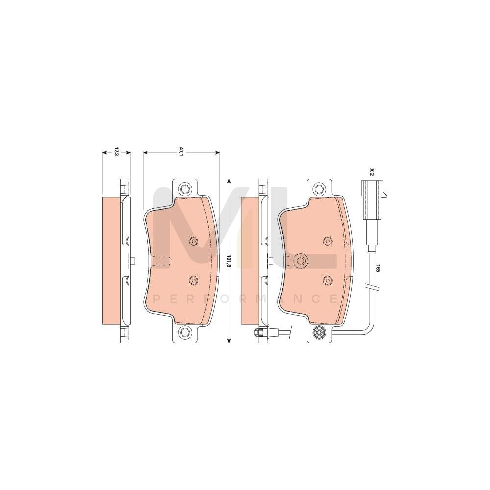 TRW Gdb1872 Brake Pad Set Incl. Wear Warning Contact, With Brake Caliper Screws, With Accessories | ML Performance Car Parts