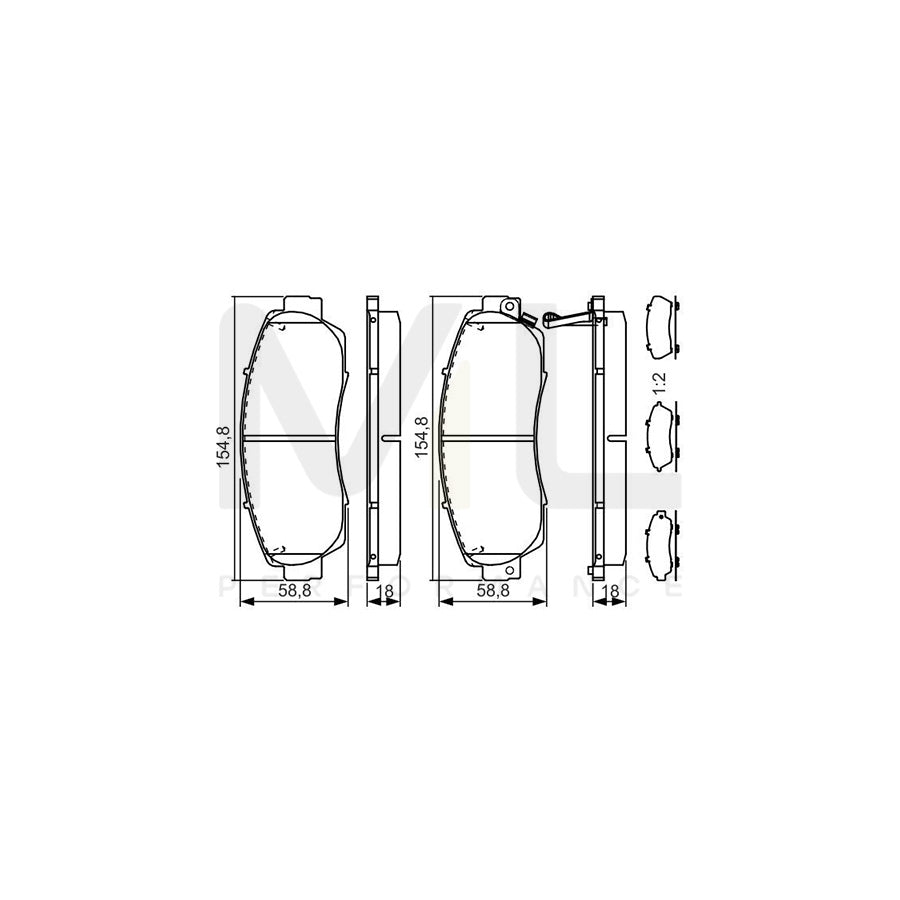 Bosch 0986Tb3218 Brake Pad Set With Acoustic Wear Warning, With Accessories  | ML Performance Car Parts
