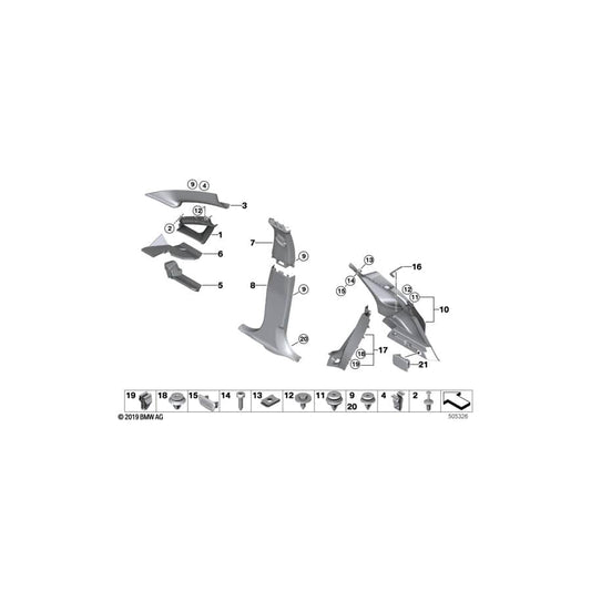 Genuine BMW 51437374836 F45 F45 Right Column A Cover OYSTER (Inc. 220i, 225xe & 218i) | ML Performance UK Car Parts