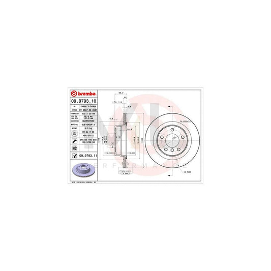 BREMBO 09.9793.10 Brake Disc Internally Vented, High-carbon, with bolts/screws | ML Performance Car Parts