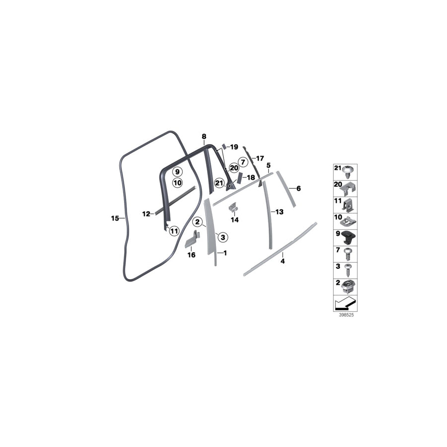 Genuine BMW 51357339582 F26 Cover For Window Frame, Door, Rear Right (Inc. X4 35iX, X4 28iX & X4 30dX) | ML Performance UK