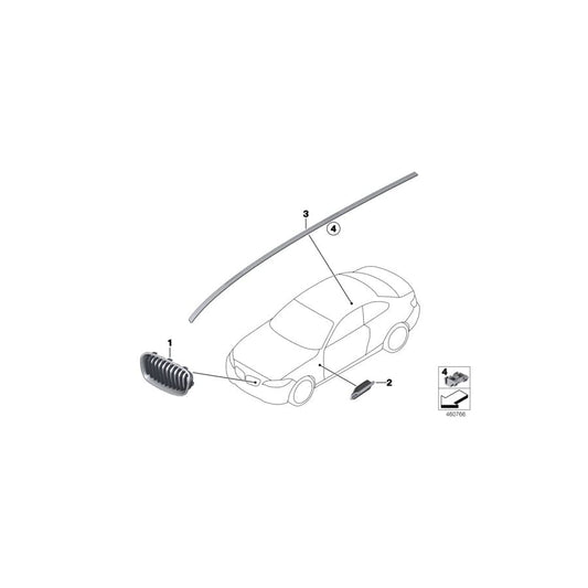 Genuine BMW 51117464482 F22 F23 Grille, Front, Right BASIS (Inc. 220d, 230iX & 218i) | ML Performance UK Car Parts