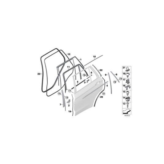 Genuine BMW 51357289680 Finisher Window Frame Top Rr Door ALU-SATINIERT (Inc. X5 40dX, X5 35dX & X5 50iX) | ML Performance UK