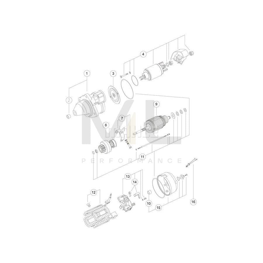 MAHLE ORIGINAL MS 323 Starter motor 12V 2,7kW, Teeth Quant.: 9 | ML Performance Car Parts