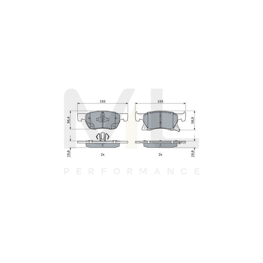 Bosch 0986424989 Brake Pad Set With Acoustic Wear Warning, With Anti-Squeak Plate, With Mounting Manual, With Piston Clip BP2606 | ML Performance Car Parts