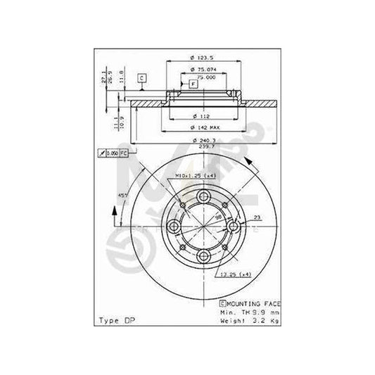 BREMBO 08.3190.10 Brake Disc for TALBOT Murena Coupe Solid | ML Performance Car Parts