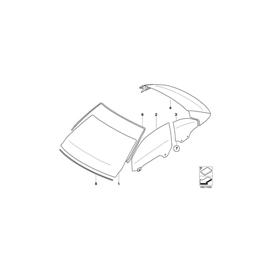 Genuine BMW 51377128385 E93 Side Window, Green, Rear, Left (Inc. 325i, 320d & 335i) | ML Performance UK