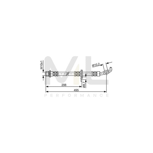 BOSCH 1 987 476 963 Brake Hose 490mm, M10x1 | ML Performance Car Parts