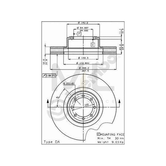 BREMBO 09.3798.10 Brake Disc for FERRARI 512 (BB) Internally Vented | ML Performance Car Parts