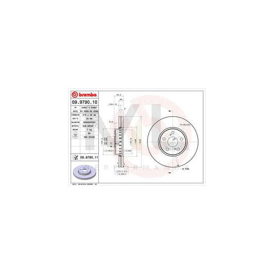 BREMBO COATED DISC LINE 09.9790.11 Brake Disc for TOYOTA AVENSIS Internally Vented, Coated | ML Performance Car Parts