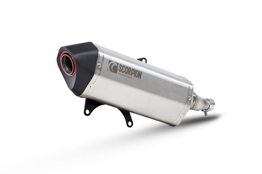 Scorpion RVE219SEO Vespa GTS 125 iGET Serket Parallel Slip-On - Brushed Stainless Steel Sleeve | ML Performance UK UK