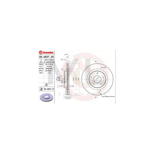 BREMBO 09.A637.20 Brake Disc Internally Vented | ML Performance Car Parts