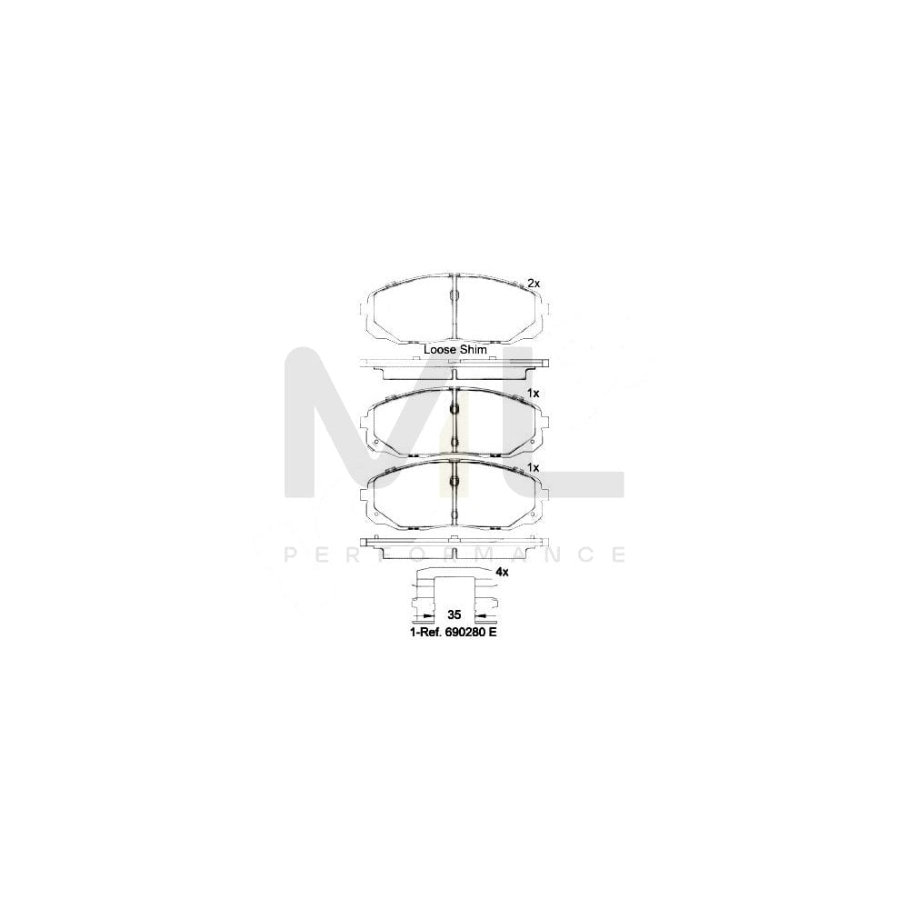 Brembo P 30 095 Brake Pad Set For Kia Sedona With Acoustic Wear Warning | ML Performance Car Parts