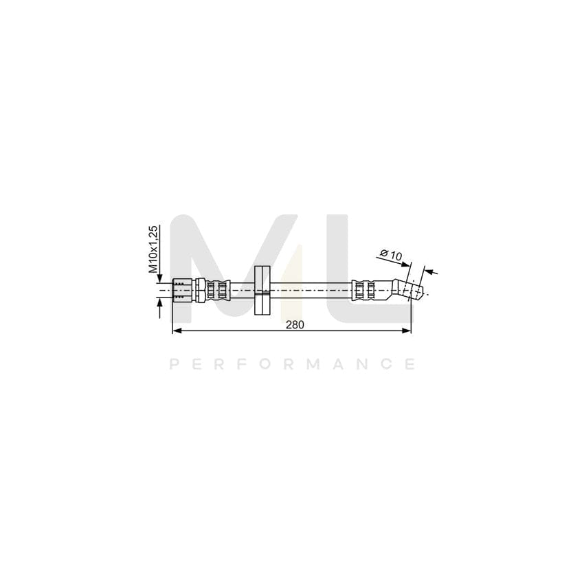 BOSCH 1 987 476 239 Brake Hose 280mm, M10x1,25 | ML Performance Car Parts