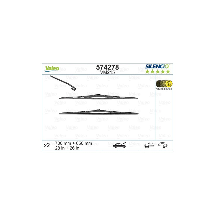 Valeo Silencio Conventional Set, Silencio Performance 574278 Wiper Blade | ML Performance UK Car Parts