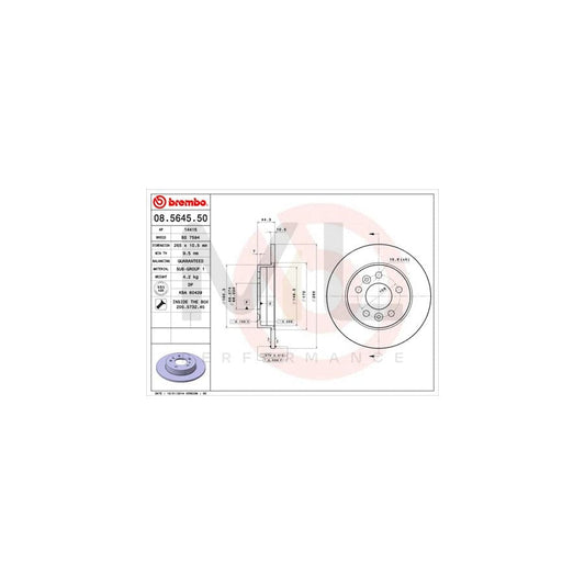 BREMBO 08.5645.50 Brake Disc Solid, with bolts/screws | ML Performance Car Parts