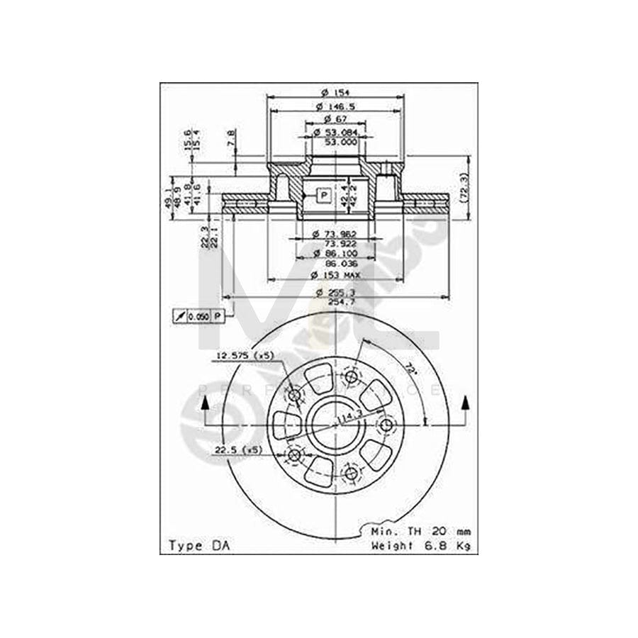 BREMBO 09.6851.20 Brake Disc for MAZDA 929 III Saloon (HC) Internally Vented | ML Performance Car Parts