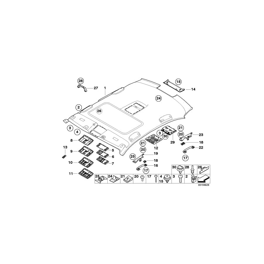 Genuine BMW 51446987154 E61 E60 Front Headlining Cover CREAMBEIGE (Inc. 520d, 535d & 520i) | ML Performance UK Car Parts