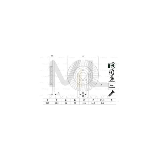 BOSCH 0 986 479 E13 Brake Disc Two-piece brake disc, Vented, Coated, High-carbon, with bolts/screws | ML Performance Car Parts