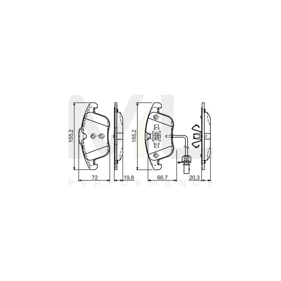 Bosch 0986Tb3164 Brake Pad Set Incl. Wear Warning Contact, With Integrated Wear Sensor  | ML Performance Car Parts