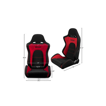 BRAUM S8 Series Racing Seats (Red & Black) – Pair