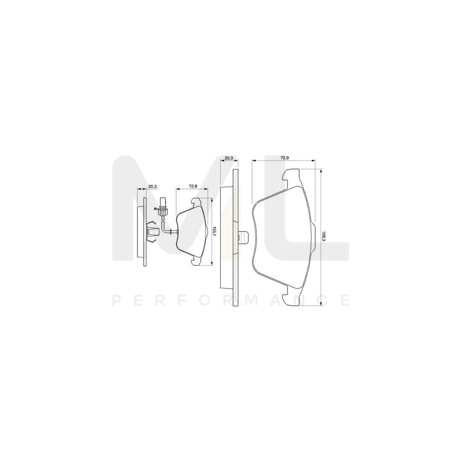 Bosch 0986424779 Brake Pad Set For Audi A6 With Integrated Wear Sensor, With Mounting Manual BP920 | ML Performance Car Parts