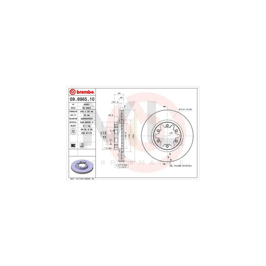 BREMBO 09.8965.10 Brake Disc Internally Vented, High-carbon | ML Performance Car Parts